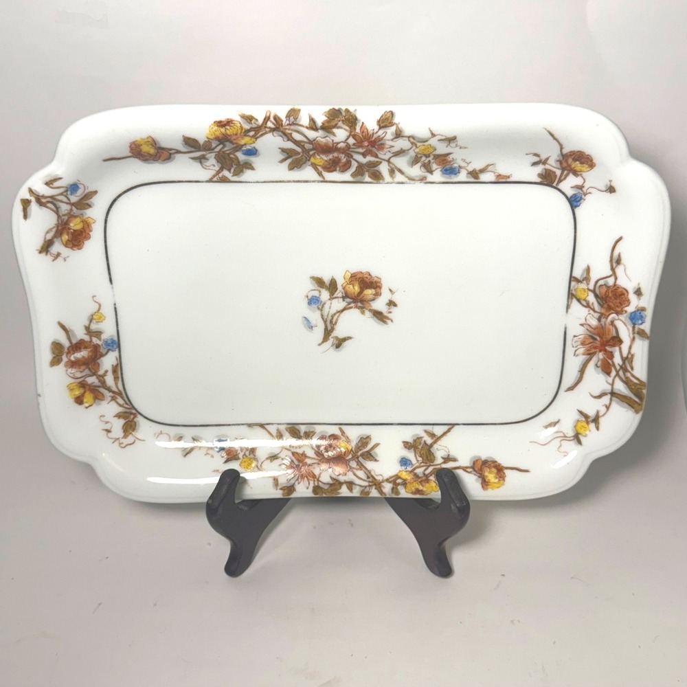 Haviland Limoges France Floral Porcelain Rectangular Platter‎ Tray H&Co L 12x8